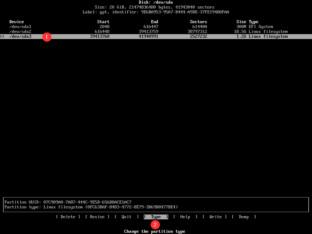 Tipo de la tercera partición